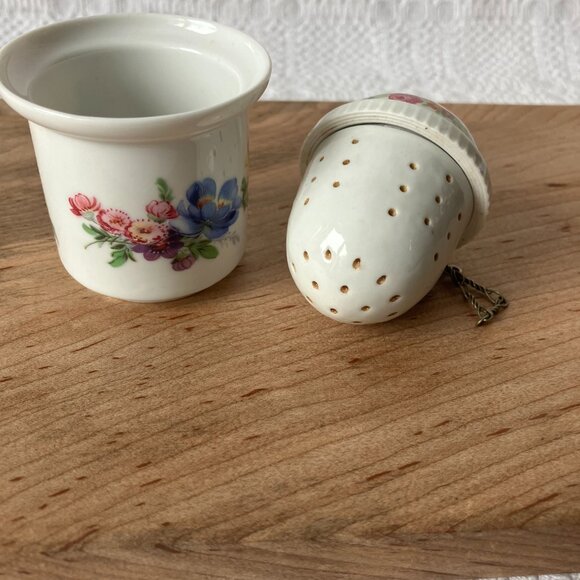 Vintage AK Kaiser Tea Infuser Tea Ball Strainer - W Germany - Pink Purple Floral - Picture 4 of 9